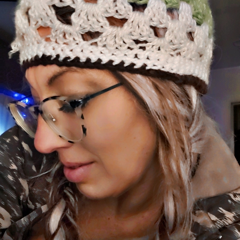 Elegant Crochet Beanie - Cream and Green
